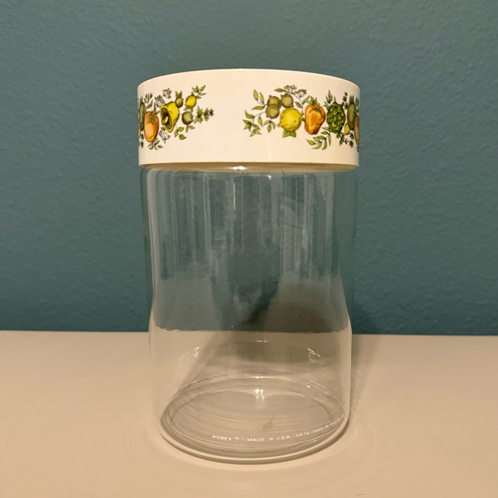 Vtg PYREX Corning Spice Of Life See N Store Glass Canister Storage Jar 7.5” MCM